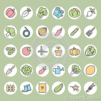 Vegetable garden and Gardening equipment ,vector icon Vector Illustration