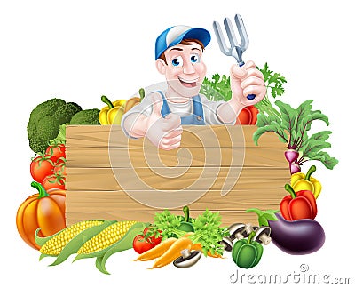 Vegetable Gardener Sign Vector Illustration