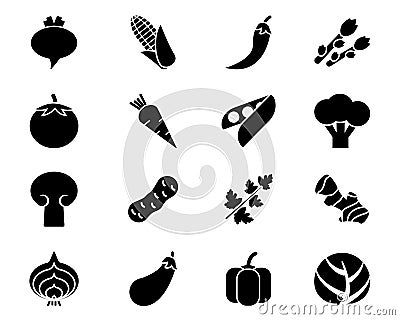 Vegetable icon set glyph cool cute icon pack Vector Illustration