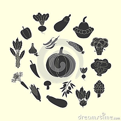 Vegetable Icon Set Vector Illustration