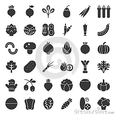 Vegetable icon set, solid style vector illustration Vector Illustration