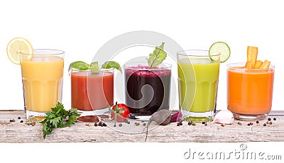 Vegetable juice variety Stock Photo