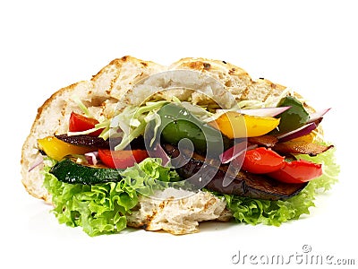 Vegetable Kebab - Fast Food on white Background Stock Photo