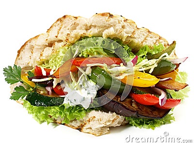 Vegetable Kebab - Fast Food on white Background Stock Photo