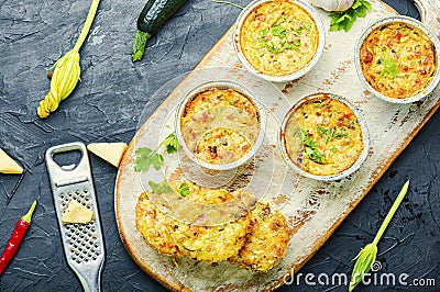 Vegetable muffins with zucchini Stock Photo