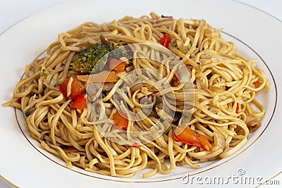 Vegetable noodles dinner plate Stock Photo