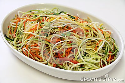 Vegetable noodles plain on white Stock Photo