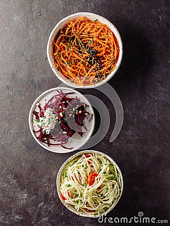 Vegetable noodles salads ideas recipe Stock Photo