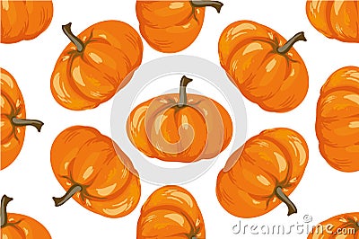 Vegetable pattern. Pumpkin seamless background. Vector Illustration