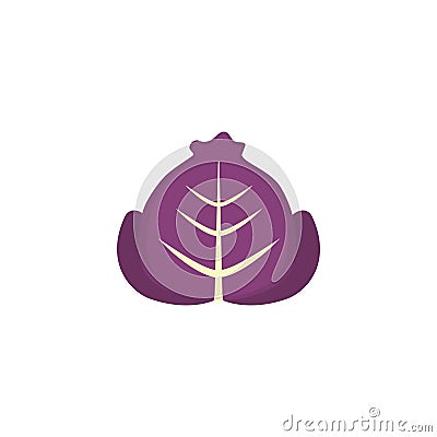 Vegetable purple lettuce flat style icon Vector Illustration