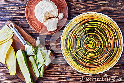 Vegetable quiche with zucchini, eggplant, carrot Stock Photo