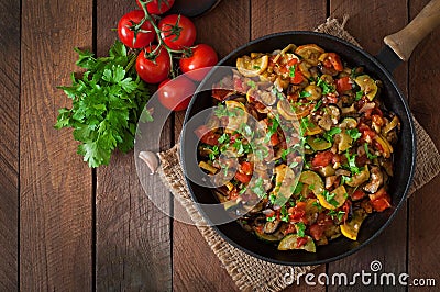 Vegetable Ratatouille in frying pan Stock Photo