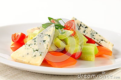 Vegetable salad with blue cheese Stock Photo