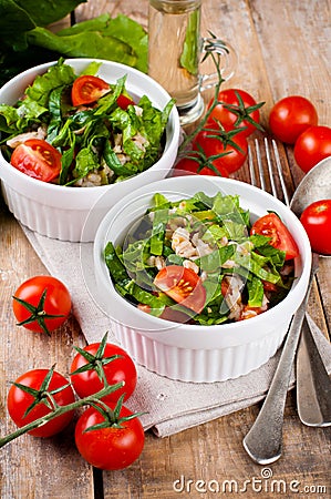 Vegetable salad with spinach Stock Photo