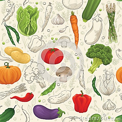 Vegetable seamless pattern Vector Illustration