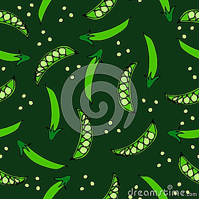 Vegetable seamless with peas pattern. Vector Illustration