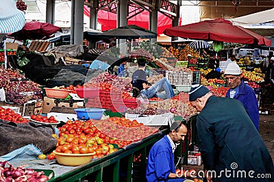 Vegetable Sellers in Agadir Market, Morocco Editorial Stock Photo