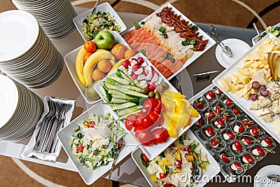 Vegetable snacks on a banquet table. Catering food Stock Photo