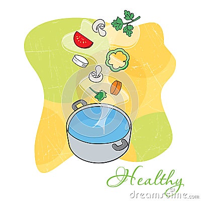 Vegetable soup Vector Illustration