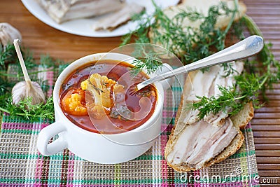 Vegetable soup with cauliflower and beets Stock Photo