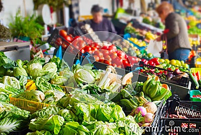 Vegetable stall famous old Bolhao market. Porto, Portugal Stock Photo