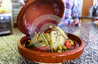 A vegetable tajine dish in Morocco Stock Photo