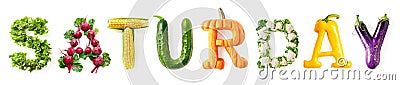 Vegetable Word Saturday Isolated Stock Photo