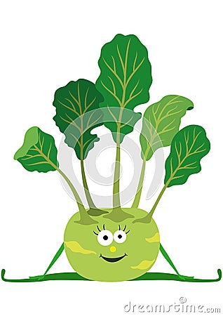 Vegetable yoga kohlrabi Vector Illustration