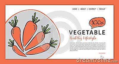Vegetables banner template vector illustration, vegetable store homepage, web banner, webpage cartoon concept, Healthy food homep Vector Illustration