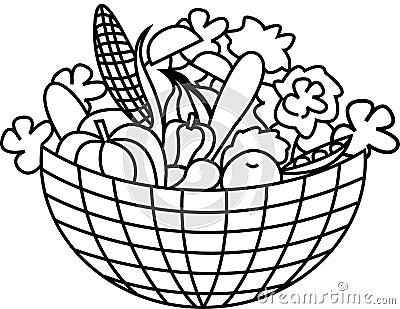 Vegetables in a basket Vector Illustration