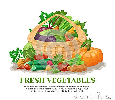 Vegetables Basket Still Life Vector Illustration