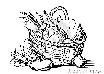 Vegetables in basket Vector Illustration