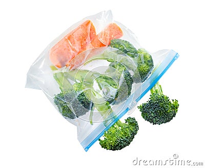 Vegetables in clear plastic bag Stock Photo