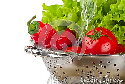 Vegetables in a colander Stock Photo