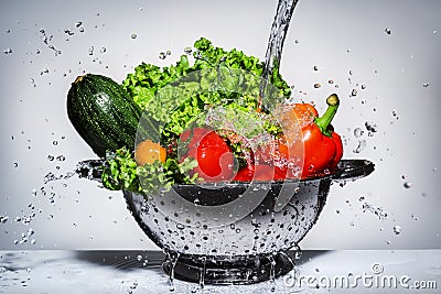 Vegetables in a colander Stock Photo
