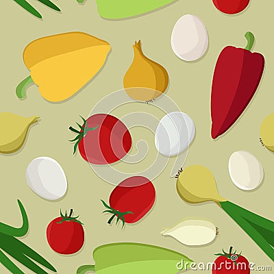 Vegetables and eggs Vector Illustration