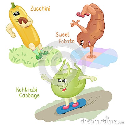 Vegetables engage in sports part 6 Vector Illustration