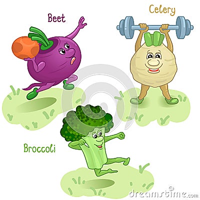 Vegetables engage in sports part 3 Vector Illustration