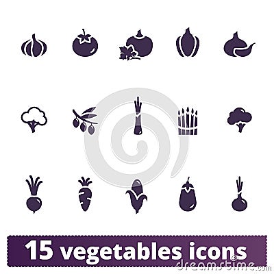 Vegetables Icons Flat Vector Set Vector Illustration