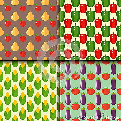 Vegetables food cellulose vector set peppers tomatoes porridge healthy food seamless pattern Vector Illustration