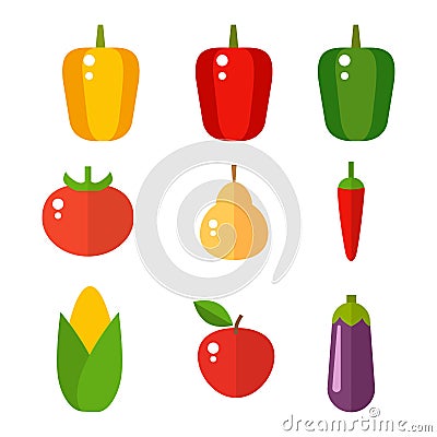 Vegetables food cellulose vector set peppers tomatoes porridge isolated healthy food concept Vector Illustration