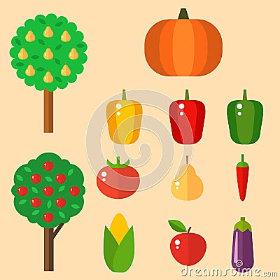 Vegetables food cellulose vector set peppers tomatoes porridge isolated healthy food concept Vector Illustration