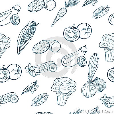 Vegetables food seamless pattern Vector Illustration