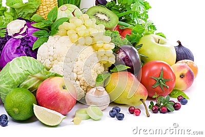 Vegetables, fruit , spicy herbs and berry Stock Photo