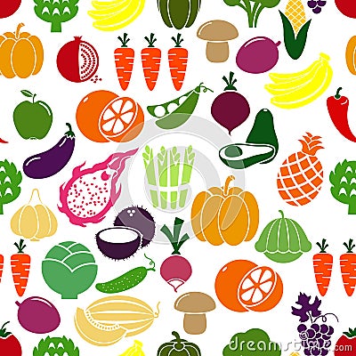 Vegetables and fruits background Vector Illustration
