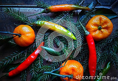 Vegetables and fruits wood board background Stock Photo