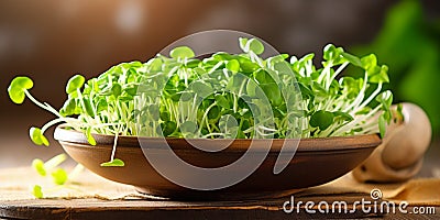 vegetables green fresh young sunflower sprouts on bowl for cooked food healthy 4 Stock Photo