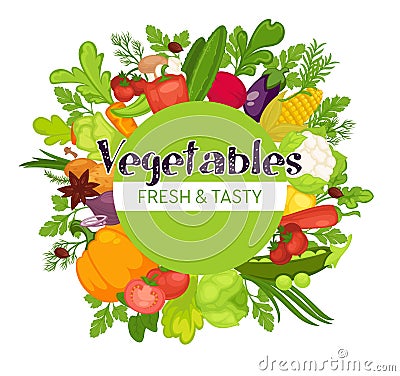 Vegetables harvest autumn organic food farming cultivation Vector Illustration