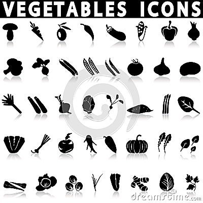 Vegetables and herbs icons Vector Illustration