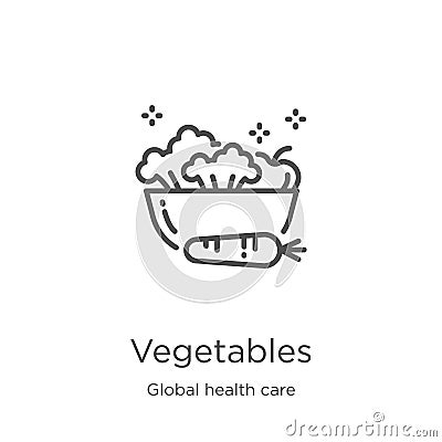vegetables icon vector from global health care collection. Thin line vegetables outline icon vector illustration. Outline, thin Vector Illustration